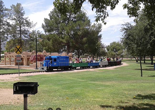 Lakes and greenbelt paths in McCormick Ranch Train Park Scottsdale
