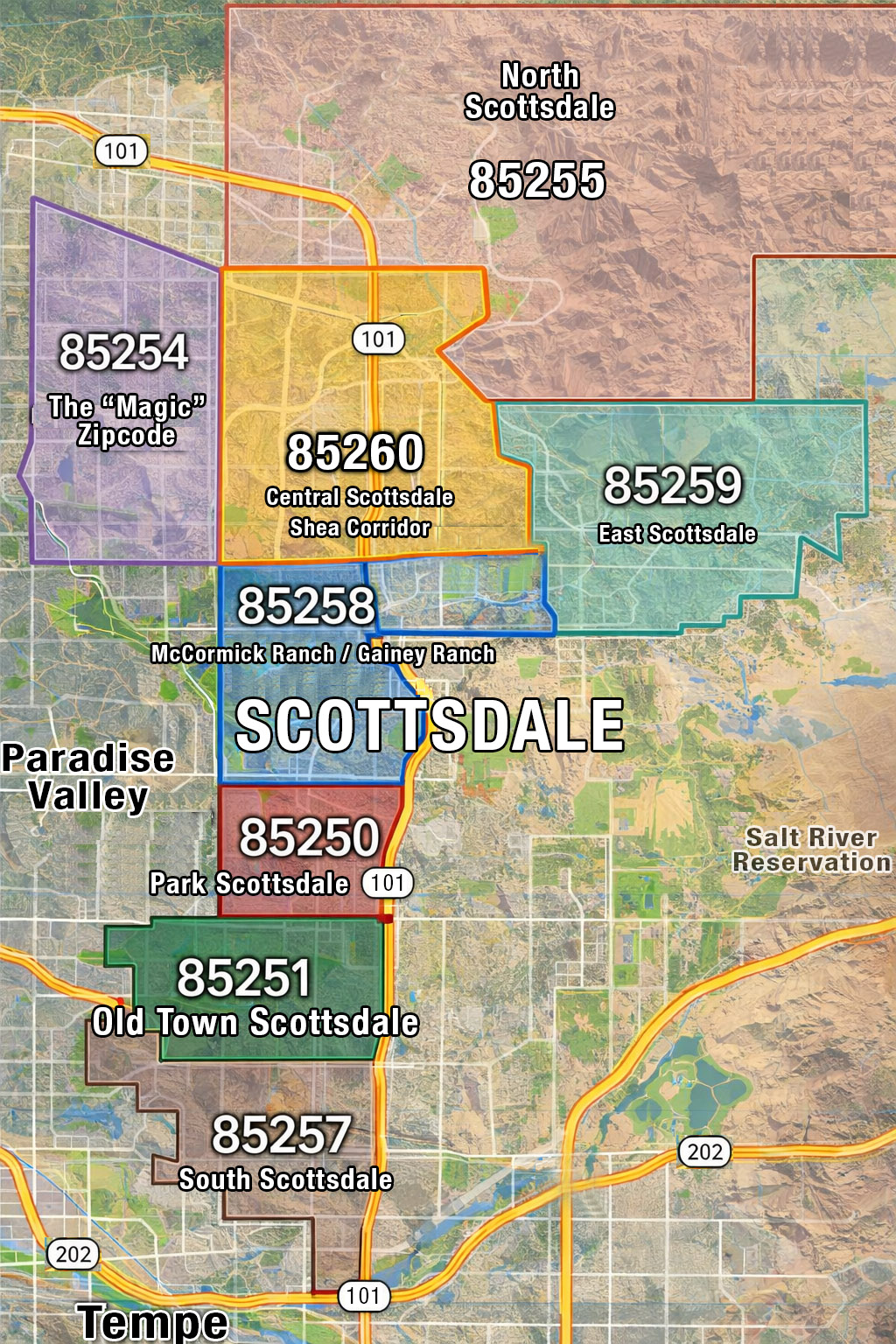 Scottsdale AZ zip code map